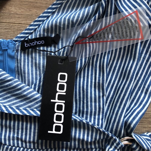 Boohoo Lottie Tie Shoulder Denim Playsuit - Picture 4 of 7